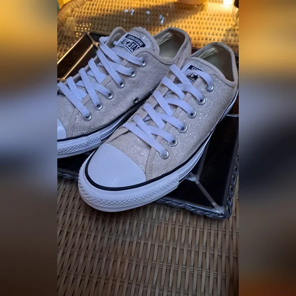 Converse Women's Glitter Cream Sneakers - Picture 6 of 7